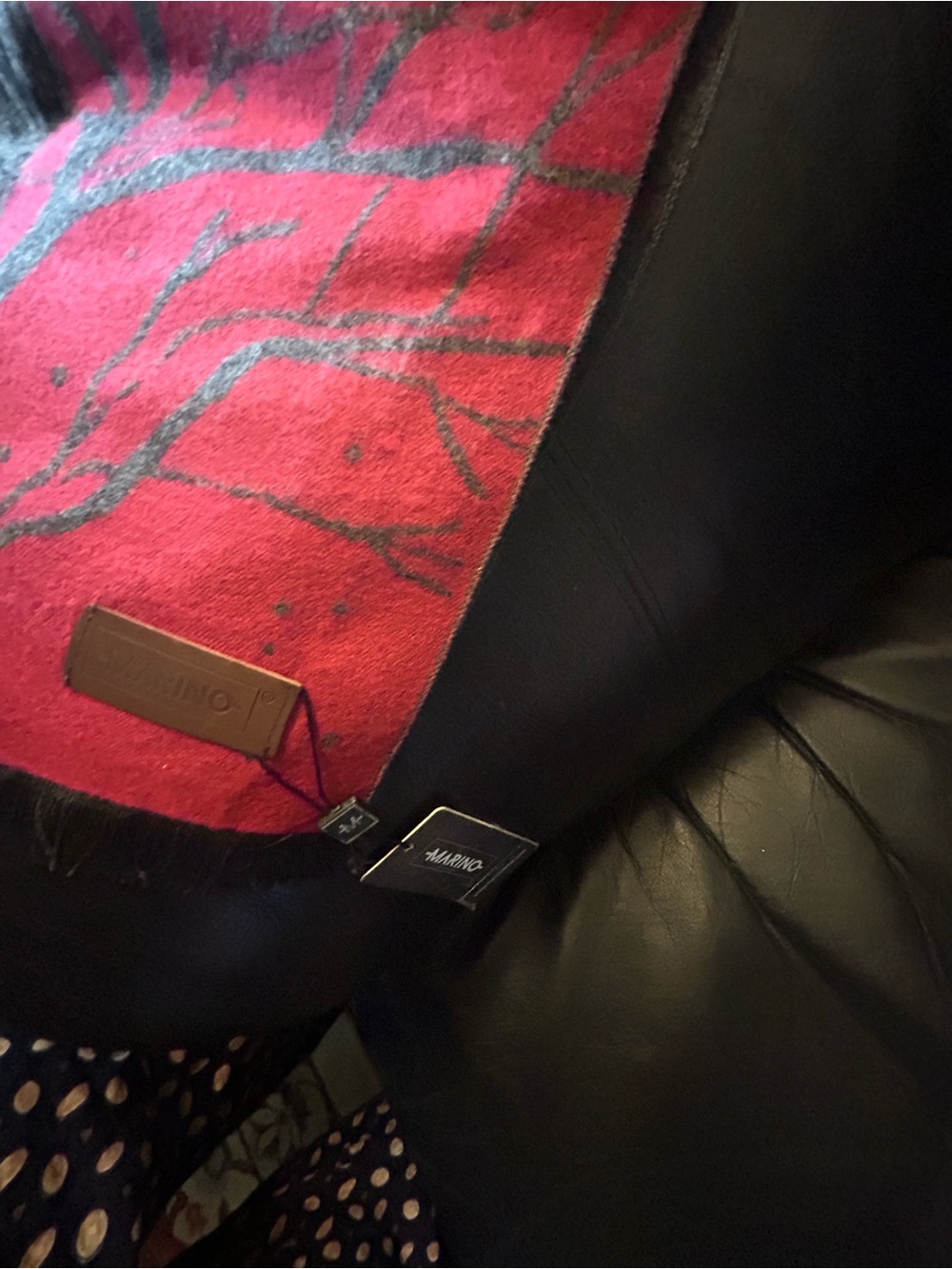 NWT Marino Cashmere Like Scarf Red, Grey and Black